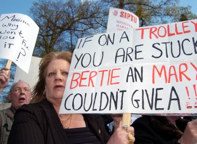 A public demonstration at A&E waiting times in 2005. The US embassy wrote to Washington repeatedly advising visitors to be prepared for long waits if they required medical attention.