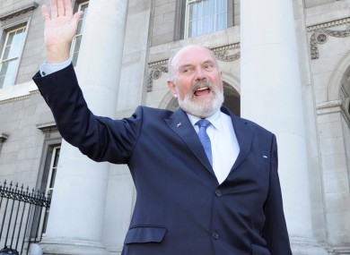 David Norris submits his nomination papers yesterday.