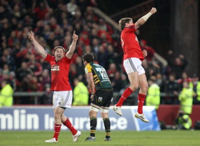 O'Gara celebrates his late drop goal
