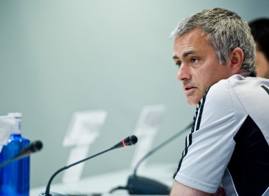 Real Madrid manager Jose Mourinho at this press conference yesterday.