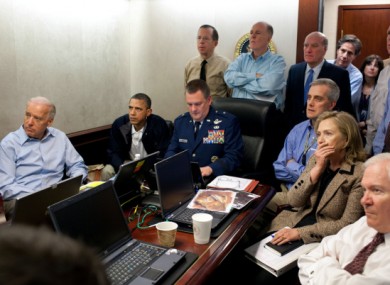 The now-famous picture of Barack Obama and others in the White House situation room, watching details of the raid that caught and killed Osama bin Laden.