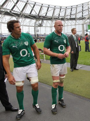 Mike McCarthy and Paul O'Connell at the end of last season's summer Test against England.