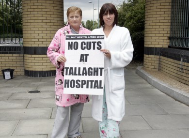 Patients at Tallaght Hospital in July of last year, taking part in a protest organised by the Tallaght Hospital Action Group which says the hospital is seriously under-resourced while trying to cater for a catchment area of half a million people.