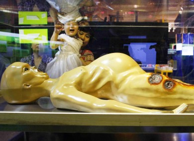 Children visit the Science of Aliens Exhibition at National Agriculture Exhibition Center in Beijing, China.