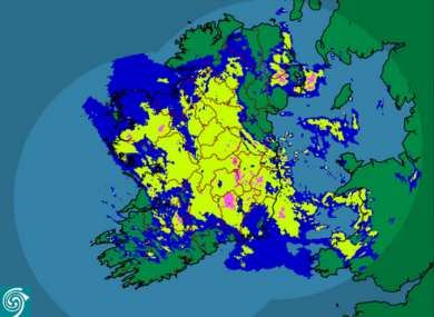 Ireland's in there somewhere... Met Éireann's rainfall radar as of 7:15am this morning.