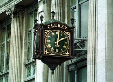 File photo of the clock outside Clerys on O'Connell Street in Dublin city centre.