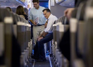 Mitt Romney boarding his plane for Tampa today.