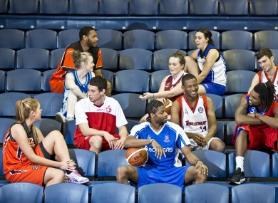 Irish basketball players at the launch of the 2012/2013 Basketball Ireland domestic season.