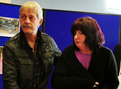 April Jones's mother Coral with April's step-grandfather Dai Smith at the press conference this morning.