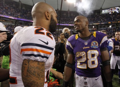 Both Matt Forte (left) and Adrian Peterson could miss out on the playoffs this year.