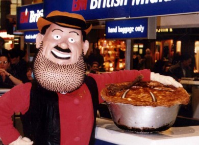 Desperate Dan - complete with cow pie - checks in at Heathrow before returning to Dandy headquarters in Dundee upon his triumphant (post-Spice Girls) return in 1997.