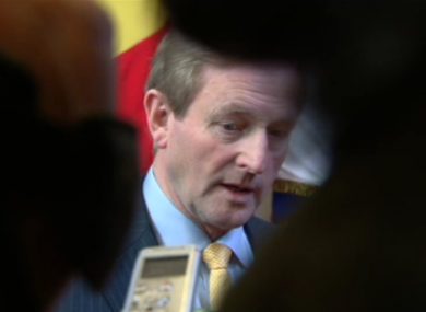 Enda Kenny speaks to Irish reporters at the conclusion of the two-day summit of EU leaders in Brussels.