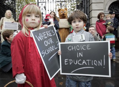 Children from Portobello Educate Together attend a rally for a new school facility in 2010. There are five ET primary schools in Dublin city - but no secondary schools.