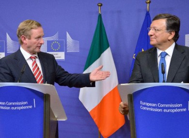Enda Kenny speaks with European Commission president Jose Manuel Barroso after a summit between Irish ministers and European commissioners in Brussels last October.