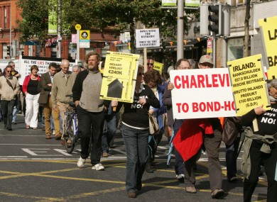 The Ballyhea protestors at a demostration in Dublin last September. Some of the participants have today travelled to Brussels.