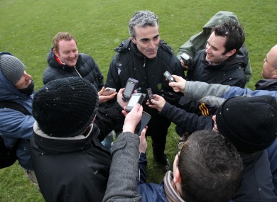 Donegal manager Jim McGuinness talks to the press after the match with Kerry last week.