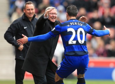 Alex Ferguson and Robin van Persie celebrate.