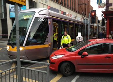 The scene of this evening's crash at the junction of Jervis Street and Abbey Street.