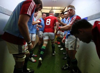 Jamie Heaslip takes the field for the Lions.