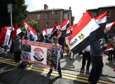 Friends of the Halawa family gathered at the Egyptian Embassy in Dublin demanding the release of four Irish siblings detained by Egyptian authorities in Egypt.
