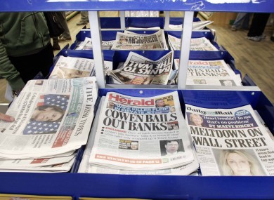 Newspaper headlines on the day of the guarantee.