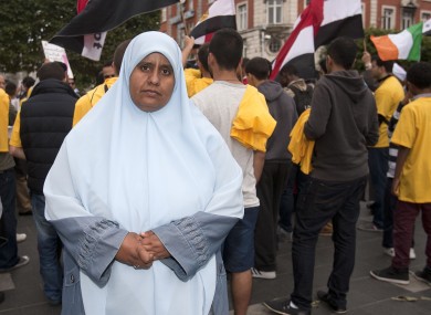 Nosayba Halawa protests with members of The Egyptian Irish Anti-Coup Forum on O'Connell Street on Friday.