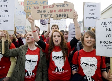 Students from UCD and the Institute of Art and Design protesting last year.