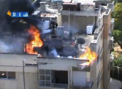 Authenticated image taken from video obtained from the Shaam News Network.