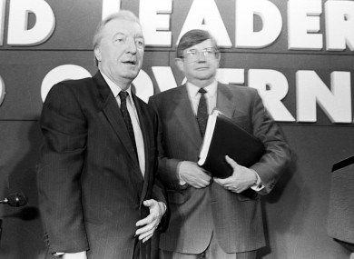 Charlie Haughey and Ray Burke were among those who had safes in their homes in the early 80s. Here they are pictured in 1989.