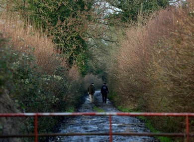 A road sealed off by gardai leading to the crime scene in Kilbride, Clara.