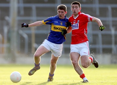Michael Cahalane (right) in action for the Cork minor footballers last year.