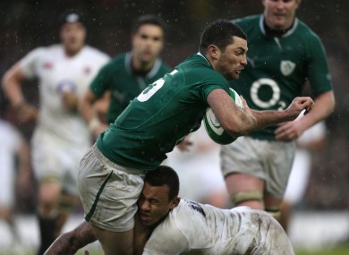 Courtney Lawes has a run-in with Rob Kearney's knee during last season's Six Nations.