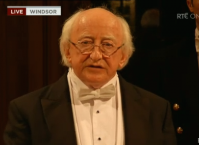 Michael D Higgins address guests this evening.
