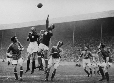 Tom Farquharson comes out to claim a cross against Arsenal in the 1927 FA Cup final.