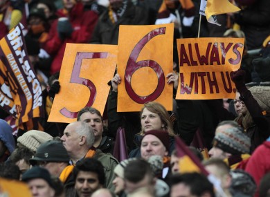 54 Bradford fans and 2 Lincoln fans tragically died when fire broke out at Valley Parade on 11 May 1985.
