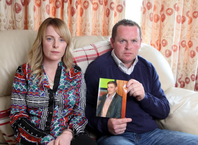 Niamh and John Byrne with an image of their late brother Keith.
