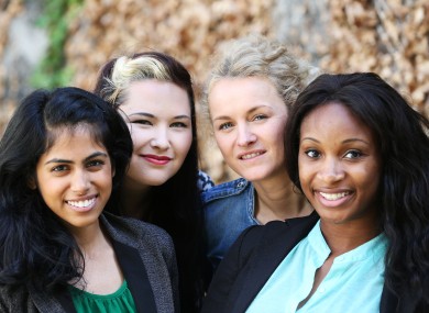 Christine Varghese from Texas; Olivia Stapp from California; Laura Kersulyte from Lithuania and Vivian Asonye from Texas at today's launch.
