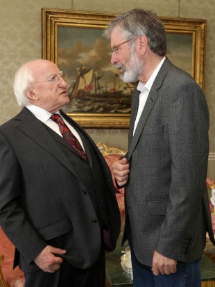 Gerry Adams, at Aras an Uachtarain today where the President hosted a garden party for members of the Houses of Oireachtas and the Northern Ireland Assembly.