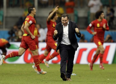 Marc Wilmots celebrates their first goal.
