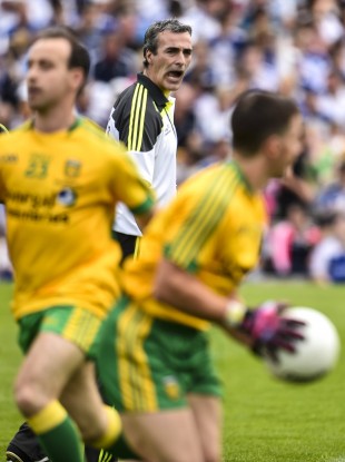 Jim McGuinness celebrates another Ulster title.