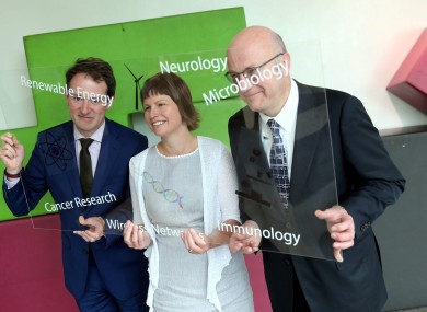 (L-R) Minister Seán Sherlock, DCU researcher Aoife Morren, SFI director-general Mark Ferguson.