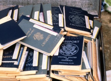 1978 file photo: Passports found at Guyana belonging to members of the People's Temple.