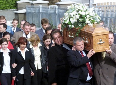 The funeral procession of Sunday World journalist Martin O'Hagan in October 2001.