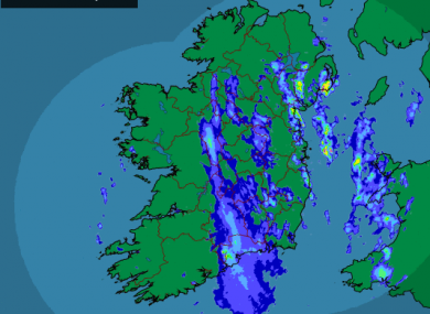 The latest rainfall rada at 7.30am