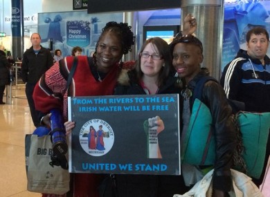 Detroit volunteer group are greeted at Dublin Airport on Sunday