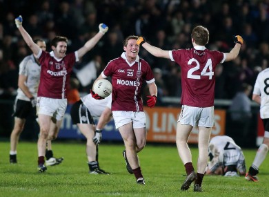 Slaughtneil players celebrate the final whistle last Sunday.