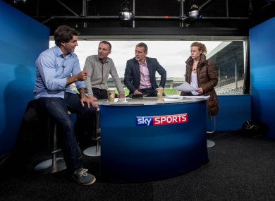 Sky Sports pundits Ollie Canning and Jamesie O'Connor with presenters Brian Carney and Rachel Wyse before last year's Kilkenny Offaly match.
