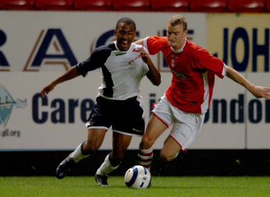 Hamed (right) playing for Spurs' reserves in 2005.