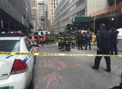 The scene of today's fatal accident on East 44th St in Manhattan.