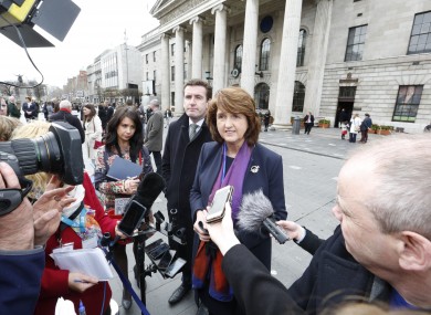 Joan Burton in Dublin today.